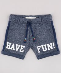 Bermuda-Infantil--Have-Fun--em-Moletom-Mescla-com-Cordao-Azul-Marinho-9678143-Azul_Marinho_1