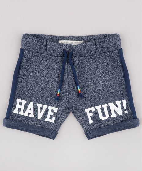 Bermuda-Infantil--Have-Fun--em-Moletom-Mescla-com-Cordao-Azul-Marinho-9678143-Azul_Marinho_1