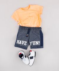 Bermuda-Infantil--Have-Fun--em-Moletom-Mescla-com-Cordao-Azul-Marinho-9678143-Azul_Marinho_3