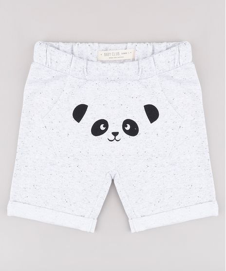 Bermuda-Infantil-em-Moletom-com-Estampa-de-Panda-e-Bolso--Cinza-Mescla-9678147-Cinza_Mescla_1