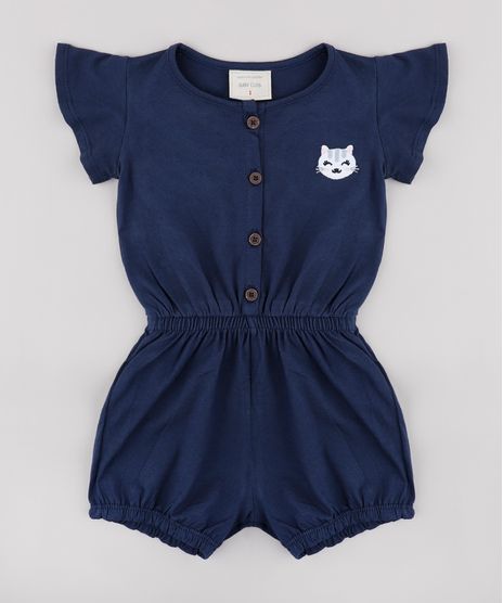 Macaquinho-Infantil-com-Botoes-e-Bordado-de-GATO-Manga-Curta-Azul-Marinho-9744279-Azul_Marinho_1