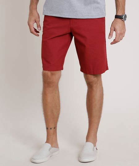 Bermuda-de-Sarja-Masculina-Estampada-Mini-Print-Vermelha-9763901-Vermelho_1