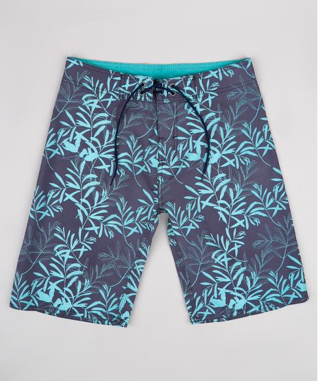 Bermuda-Surf-Infantil-Estampado-de-Folhagens-com-Cordao-Chumbo-9794642-Chumbo_1