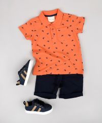 Polo-Infantil-em-Piquet-Estampado-de-Caranguejo-com-Bolso-Manga-Curta--Coral-9671650-Coral_3