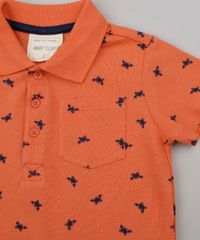 Polo-Infantil-em-Piquet-Estampado-de-Caranguejo-com-Bolso-Manga-Curta--Coral-9671650-Coral_4