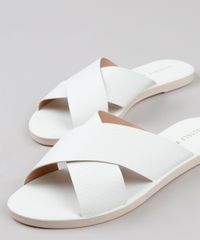 Rasteira-Feminina-Oneself-Texturizada-com-Tiras-Cruzadas-Branca-9728907-Branco_2