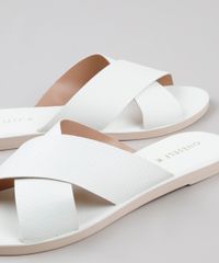 Rasteira-Feminina-Oneself-Texturizada-com-Tiras-Cruzadas-Branca-9728907-Branco_5