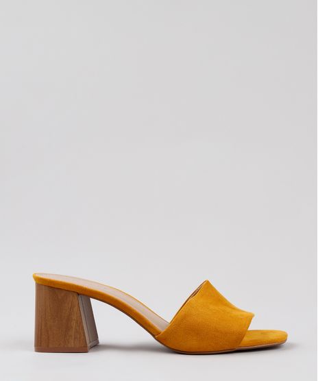 Tamanco-Feminino-Oneself-Salto-Quadrado-Medio-em-Suede-Mostarda-9823569-Mostarda_1