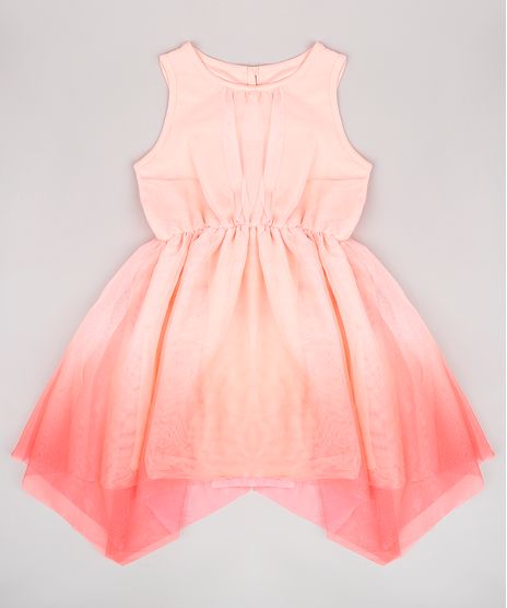 Vestido-Infantil-em-Tule-com-Degrade-Alca-Larga-Coral-9682137-Coral_1