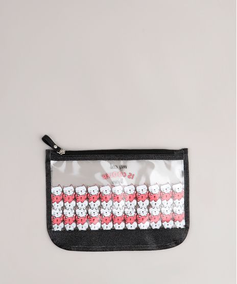 Necessaire-Feminina-Transparente-Estampada-de-Gato-Preta-9797244-Preto_1
