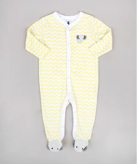 Macacao-Infantil-com-Patch-de-Elefante-Estampado-Chevron-Manga-Longa-Amarelo-9680654-Amarelo_1
