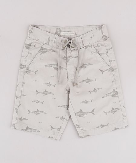Bermuda-de-Sarja-Infantil-Estampada-de-Tubarao-Kaki-9761830-Kaki_1