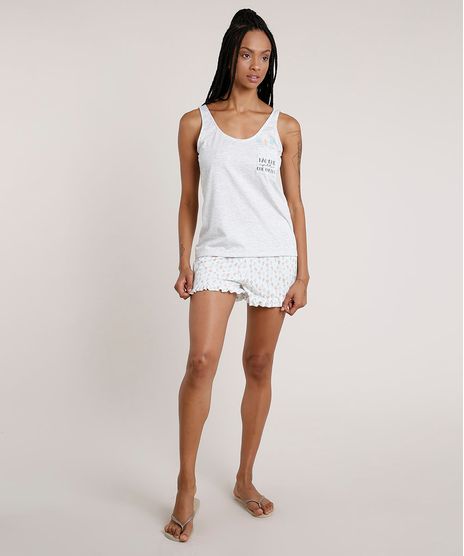 Pijama-Regata-Feminino-com-Bolsos--Cactos---Cinza-Mescla-9700502-Cinza_Mescla_1