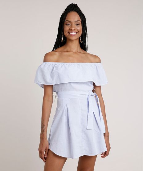 Vestido-Feminino-Curto-Ciganinha-Listrado-com-Faixa-para-Amarrar-Manga-Curta-Azul-Claro-9741745-Azul_Claro_1