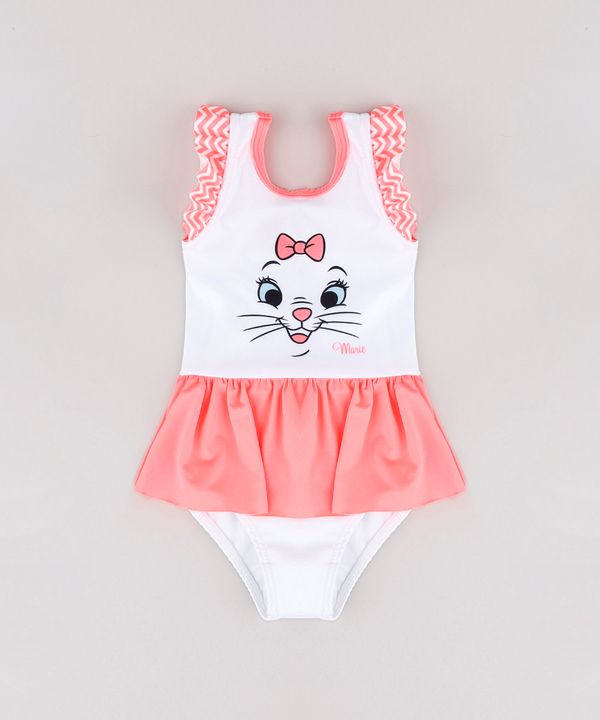 Maiô Infantil Marie com Babado Proteção UV50+ Branco 4