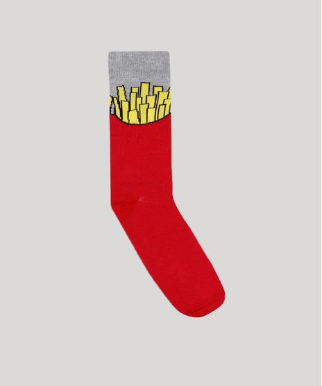 Meia-Masculina-Cano-Alto-Divertida-Batata-Frita-Vermelha-9787862-Vermelho_1