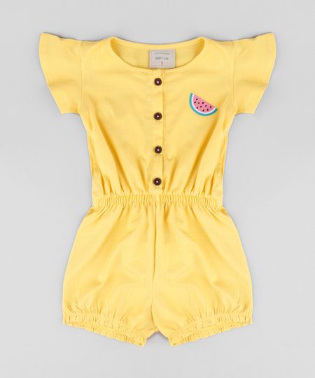 Macaquinho-Infantil-com-Bordado-de-Melancia-e-Botoes-Manga-Curta-Amarelo-9744277-Amarelo_1