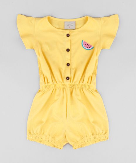 Macaquinho-Infantil-com-Bordado-de-Melancia-e-Botoes-Manga-Curta-Amarelo-9744277-Amarelo_1