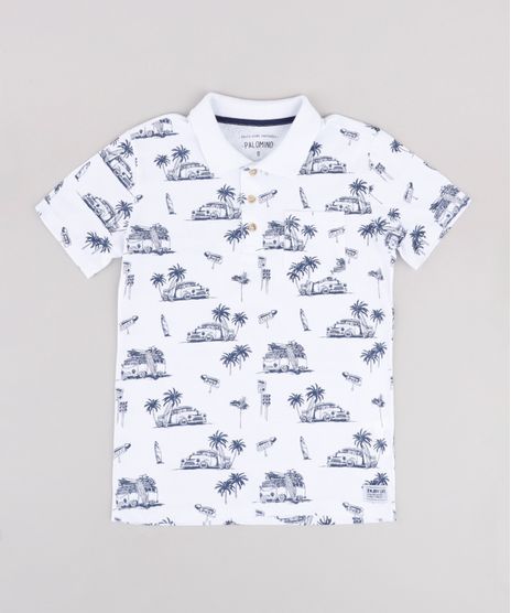 Polo-Infantil-Estampada-Tropical-com-Bolso-Manga-Curta--Branca-9778285-Branco_1