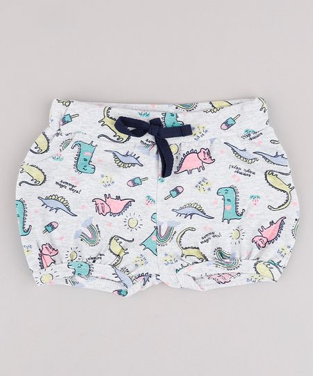 Short-Infantil-Balone-Estampado-de-Dinossauro-Cinza-Mescla-Claro-9876532-Cinza_Mescla_Claro_1