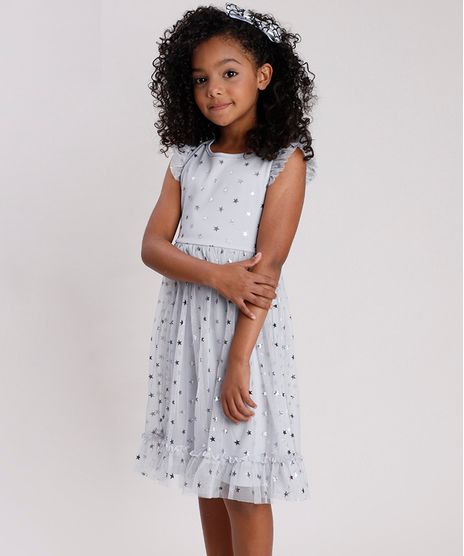 Vestido-Infantil-em-Tule-Estampado-de-Estrelas-com-Babado-na-Manga-Cinza-9682149-Cinza_1