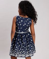 Vestido-Infantil-Estampado-Floral-com-Cinto-Metalizado-Sem-Manga-Azul-Marinho-9675857-Azul_Marinho_2