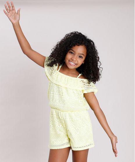 Macaquinho-Infantil-Open-Shoulder-em-Renda-Manga-Curta-Amarelo-9682142-Amarelo_1