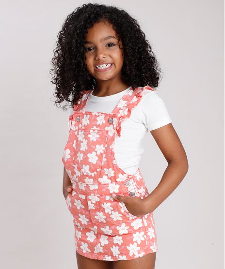 Jardineira-Short-Saia-de-Sarja-Infantil-Estampada-Floral-com-Babado-Coral-9746440-Coral_1