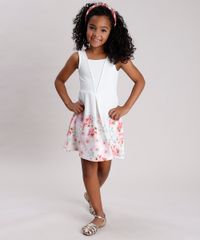 Vestido-Infantil-Texturizado-com-Estampa-Floral-Sem-Manga-Branco-9787566-Branco_3