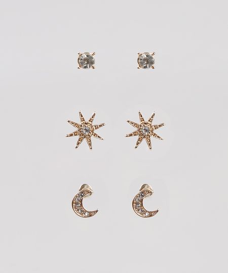 Kit-de-3-Brincos-Femininos-Sol-e-Lua-Dourado-9761522-Dourado_1