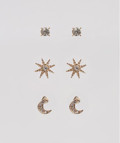 Kit-de-3-Brincos-Femininos-Sol-e-Lua-Dourado-9761522-Dourado_1