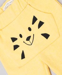 Bermuda-Infantil-em-Moletom-com-Estampa-de-Bichinho-e-Bolso-Mostarda-9678146-Mostarda_4
