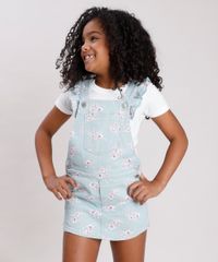 Jardineira-Short-Saia-de-Sarja-Infantil-Estampada-Floral-com-Babado-Verde-Claro-9751173-Verde_Claro_1