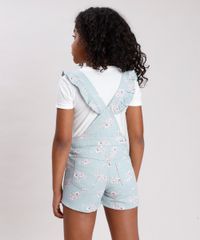 Jardineira-Short-Saia-de-Sarja-Infantil-Estampada-Floral-com-Babado-Verde-Claro-9751173-Verde_Claro_2