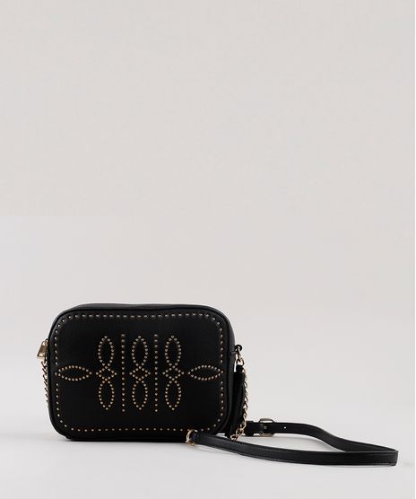 Bolsa-Feminina-Media-Transversal-com-Tachas-e-Tassel-Preta-9628944-Preto_1