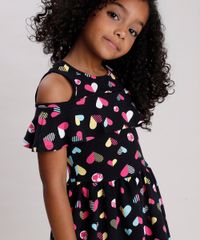 Vestido-Infantil-Open-Shoulder-Barbie-Estampado-de-Coracoes-com-Babado-Manga-Curta-Preto-9785159-Preto_4