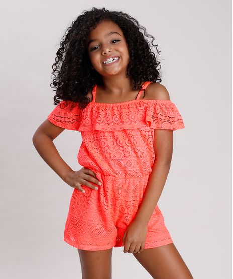 Macaquinho-Infantil-Open-Shoulder-em-Renda-Manga-Curta-Coral-Neon-9682140-Coral_Neon_1