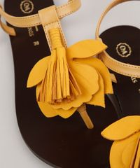 Rasteira-Feminina-Salinas-Floral-em-Couro-com-Tassel-Mostarda-9800939-Mostarda_5