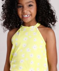 Macaquinho-Infantil-Halter-Neck-Estampado-Floral-com-Laco-Amarelo-9762704-Amarelo_4