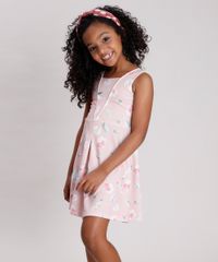 Vestido-Infantil-Texturizado-Estampado-Floral-Sem-Manga-Rose-9787568-Rose_1