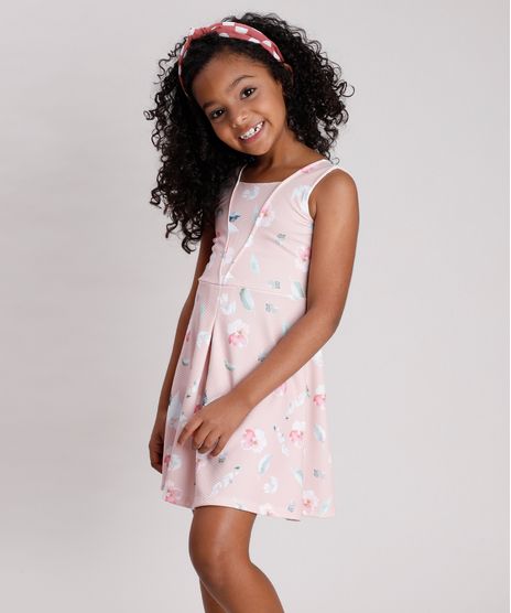Vestido-Infantil-Texturizado-Estampado-Floral-Sem-Manga-Rose-9787568-Rose_1