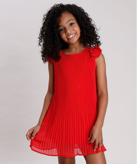 Vestido-Infantil-Plissado-com-Flores-Sem-Manga-Vermelho-9678260-Vermelho_1