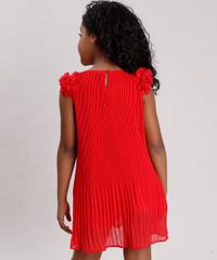 Vestido-Infantil-Plissado-com-Flores-Sem-Manga-Vermelho-9678260-Vermelho_2