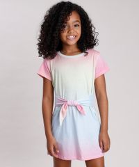 Vestido-Infantil-Estampado-Degrade-com-Faixa-para-Amarrar-Manga-Curta-Rosa-9682150-Rosa_1