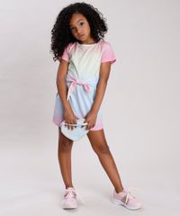 Vestido-Infantil-Estampado-Degrade-com-Faixa-para-Amarrar-Manga-Curta-Rosa-9682150-Rosa_3