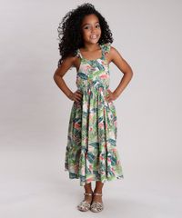 Vestido-Infantil-Longo-Estampado-de-Folhagens-com-Flamingos-e-Babado-Verde-9752690-Verde_1