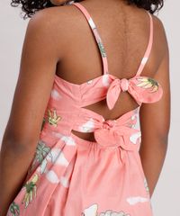 Vestido-Infantil-Estampado-de-Ilha-com-Vazado-e-Laco-Coral-9675853-Coral_4