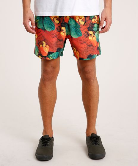 Short-Masculino-Estampado-de-Caju-com-Bolso-Laranja-9754293-Laranja_1