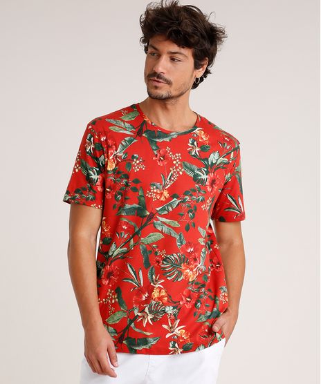 Camiseta-Masculina-Estampada-Floral-Manga-Curta-Gola-Careca-Cobre-9720326-Cobre_1