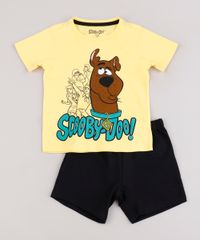 Conjunto-Infantil-Scooby-Doo-de-Camiseta-Manga-Curta-Vermelha---Bermuda-em-Moletom-Preta-9843689-Preto_1